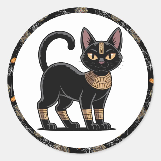 Adesivo Redondo 🤍 White Pharaoh Mummy Stickers 🎃 👑 (Frente)