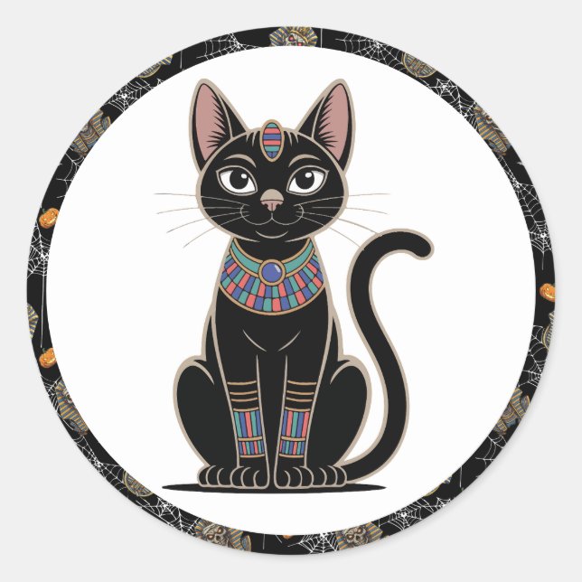 Adesivo Redondo 🤍 White Pharaoh Mummy Stickers 🎃 👑 (Frente)