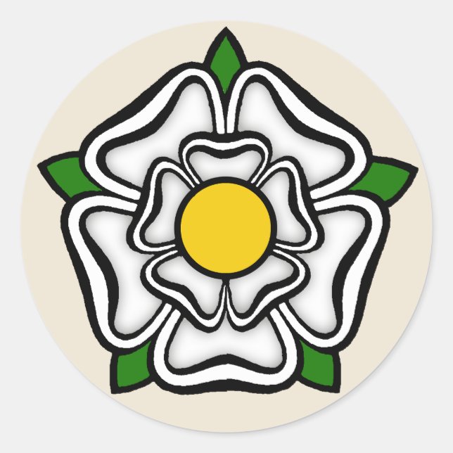 Adesivo Redondo White Rose de York, Inglaterra Emblem of Royalty (Frente)