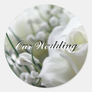 Adesivo Redondo White Rose Nosso Vinheta de Casamento