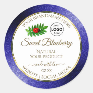 Adesivo Redondo White Royal Blue Product Labels Ladybug com logoti