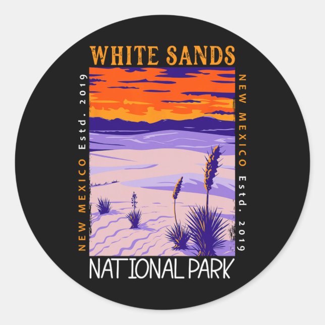Adesivo Redondo White Sands National Park New Mexico Distressed Vi (Frente)