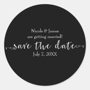 Adesivo Redondo White Save the Date Script Personalizado Personali