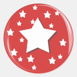 Adesivo Redondo White Stars sobre Vermelho