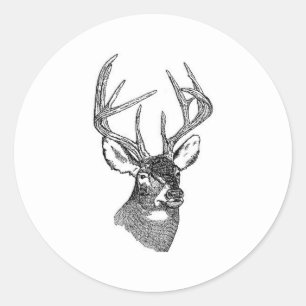 Adesivo Redondo White Tail Deer Trophy Buck