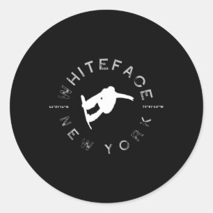 Adesivo Redondo Whiteface Mountain New York - Retro Snowboar