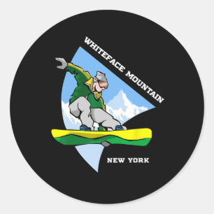 Adesivo Redondo Whiteface Mountain Nova Iorque Snowboard