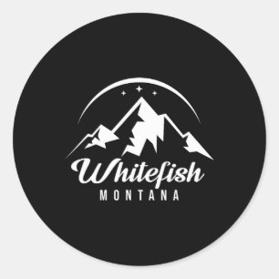 Adesivo Redondo Whitefish Montana Ski Resort Ski Snowboard