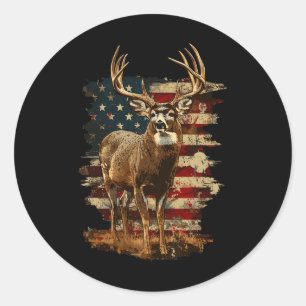 Adesivo Redondo Whitetail Buck Deer Hunting 4 De Julho Americano