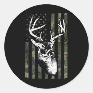 Adesivo Redondo Whitetail Buck Deer Hunting Eua Camouflage América