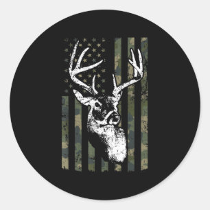 Adesivo Redondo Whitetail Buck Deer Hunting EUA Camouflage América