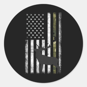 Adesivo Redondo Whitetail Deer Hunter Elk Buck Camo Americano
