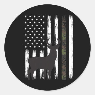 Adesivo Redondo Whitetail Deer Hunter Gifts Buck Camo Amer