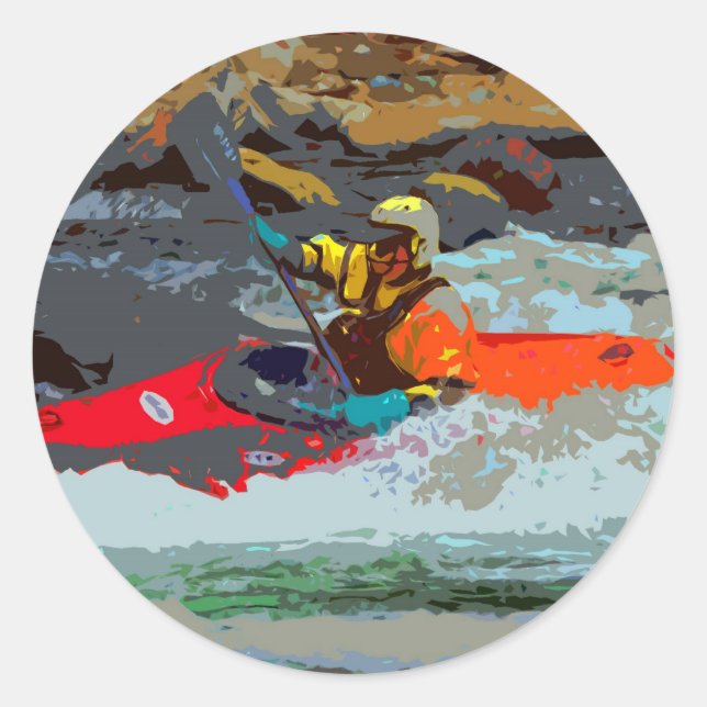 Adesivo Redondo Whitewater Kayaking (Frente)