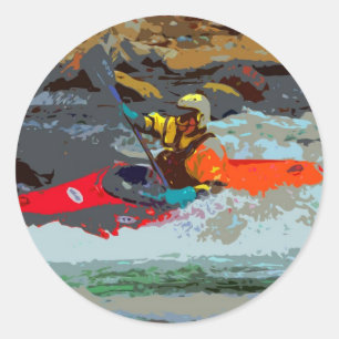 Adesivo Redondo Whitewater Kayaking