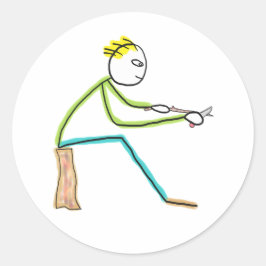 Adesivo Redondo Whittling Stickman