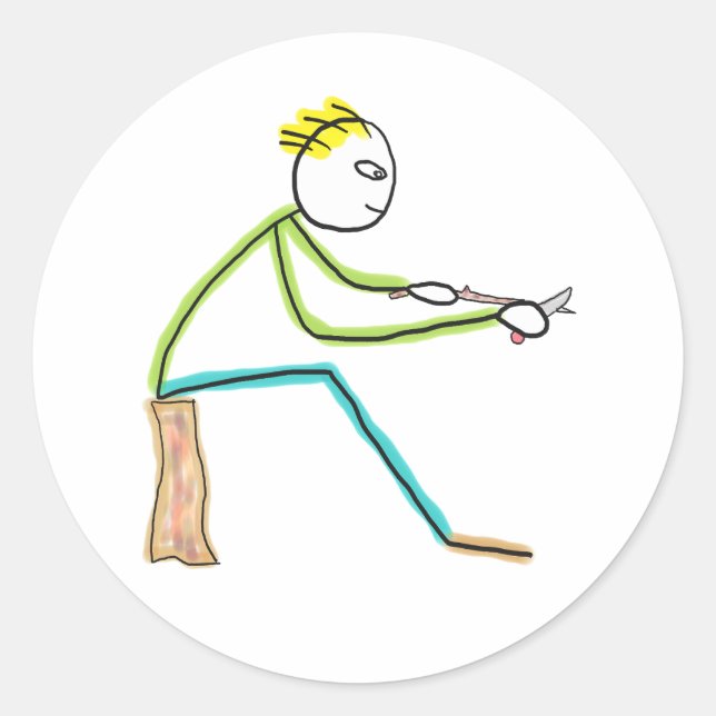 Adesivo Redondo Whittling Stickman (Frente)