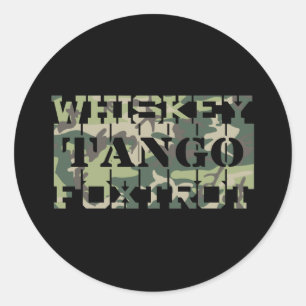 Adesivo Redondo Whkey Tango Foxtrot WTF Camuflagem Verde