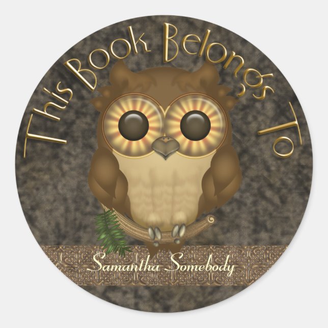 Adesivo Redondo Whoolio The Cutest Owl Bookplate Stickers (Frente)
