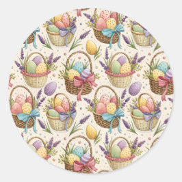 Adesivo Redondo Wicker Basket Easter Eggs with Lavender