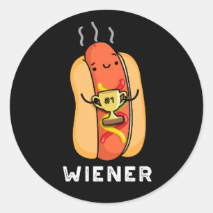 Adesivo Redondo Wiener Funny Sausage Pun Dark BG