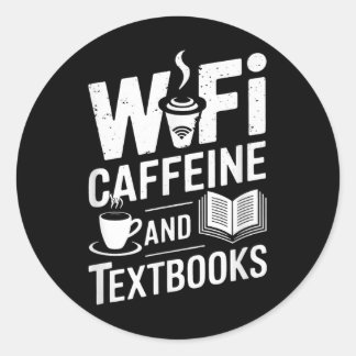 Adesivo Redondo Wifi Cafeína E Livros