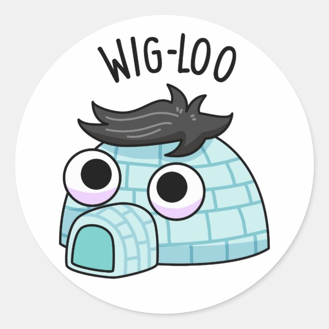 Adesivo Redondo Wig-loo Funny Igloo Pun (Frente)