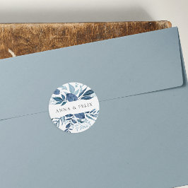 Adesivo Redondo Wild Azure | Casamento Botânico Personalizado