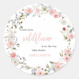 Adesivo Redondo Wild Floral Wreath Babyshower