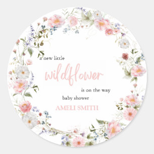 Adesivo Redondo Wild Floral Wreath Babyshower