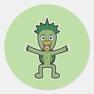 Adesivo Redondo Wild Gawappa - Monstro do Kappa Yokai Japonês