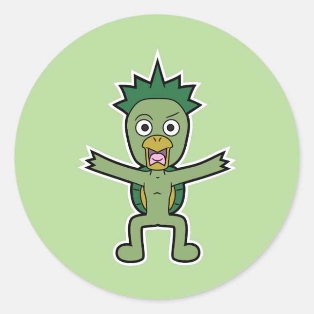 Adesivo Redondo Wild Gawappa - Monstro do Kappa Yokai Japonês (Frente)