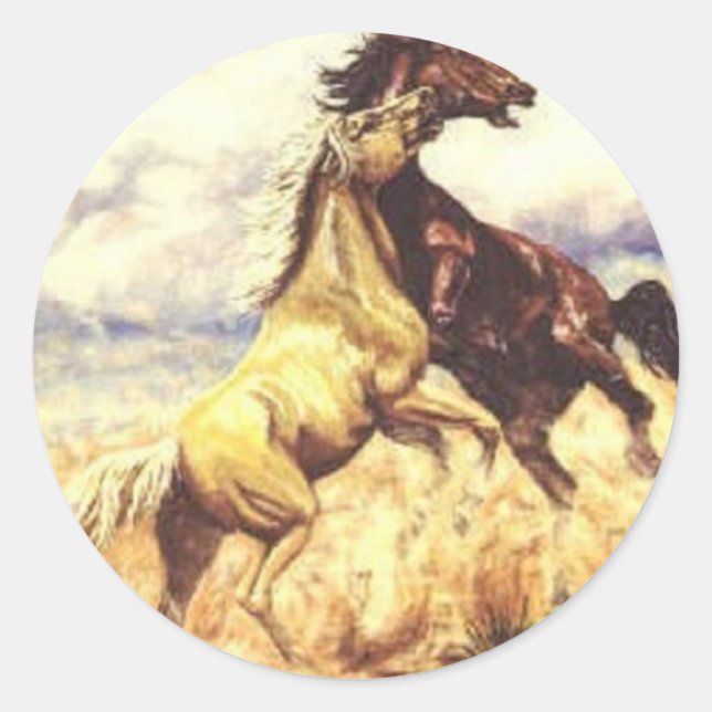 Adesivo Redondo Wild Mustangs (Frente)