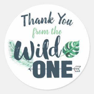 Adesivo Redondo Wild ONE Birthday Obrigado Sticker