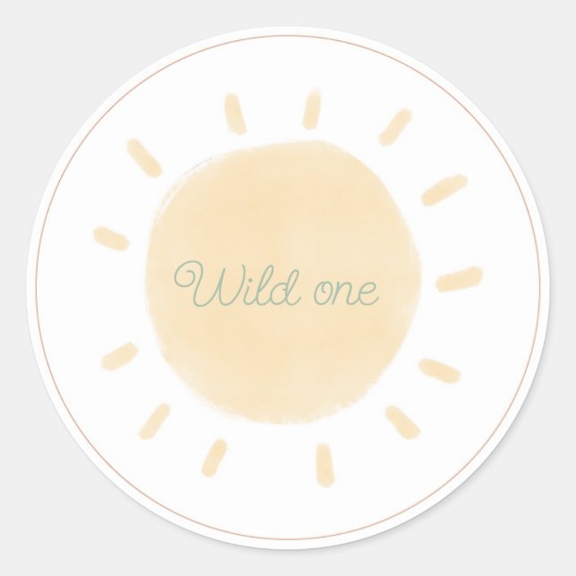 Adesivo Redondo Wild One Boho Safari Animal Sticker (Frente)