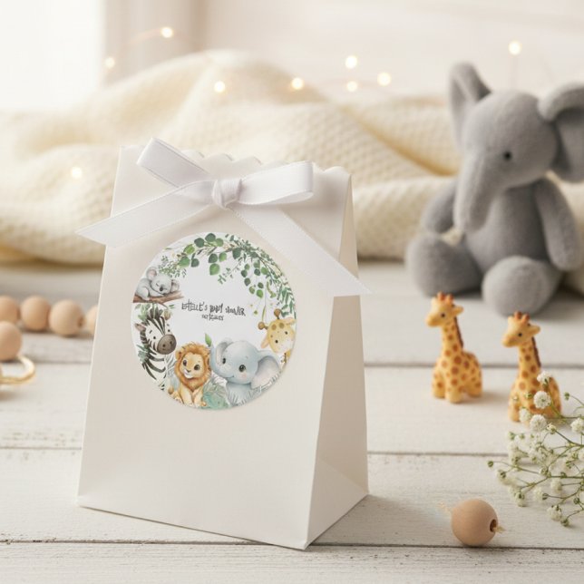 Adesivo Redondo Wild One Cute Safari Jungle Animals Boy Baby Showe (Criador carregado)