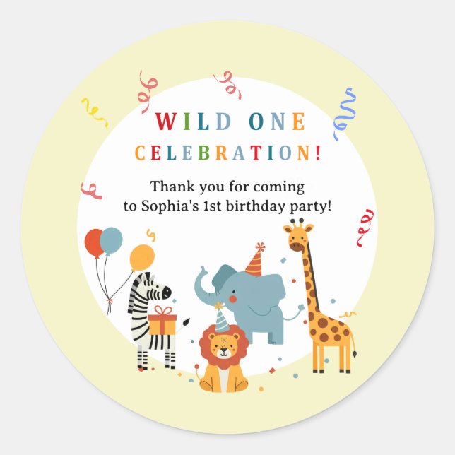Adesivo Redondo Wild One First Birthday Invitation (Frente)