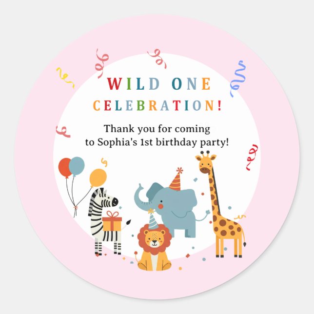 Adesivo Redondo Wild One First Birthday Invitation (Frente)