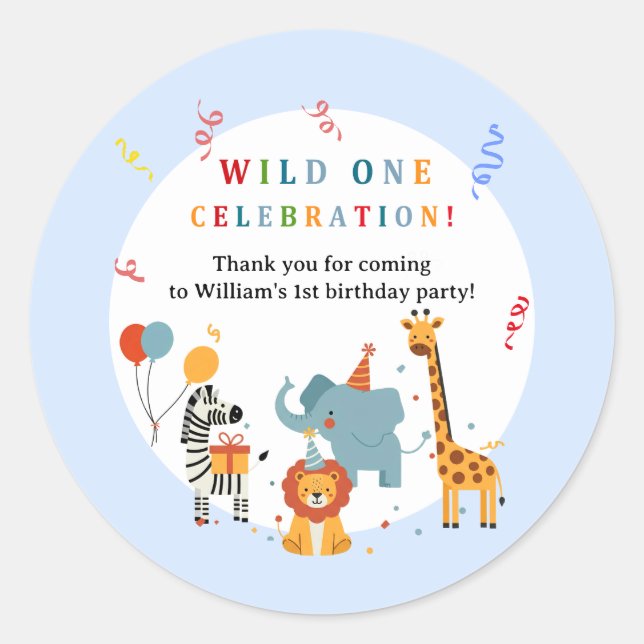 Adesivo Redondo Wild One First Birthday Invitation (Frente)