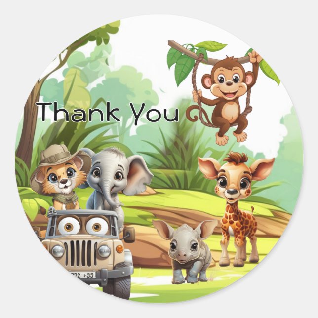 Adesivo Redondo Wild One Jungle Safari 1st Birthday Paper Cup  (Frente)