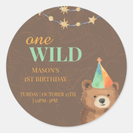 Adesivo Redondo Wild One: Junte-se a nós para um primeiro aniversa