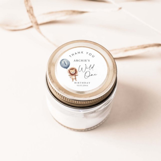 Adesivo Redondo Wild One Lion Modern Birthday (Criador carregado)