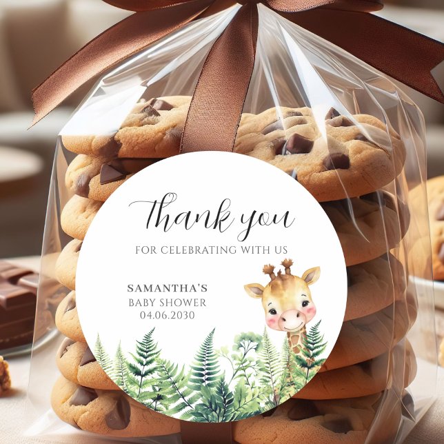 Adesivo Redondo Wild One Safari Animal Cute Baby Shower  (Criador carregado)