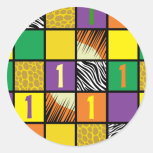 Adesivo Redondo Wild One Safari Party Kid