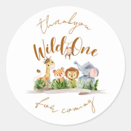 Adesivo Redondo Wild One Safari Party Thankyou Sticker