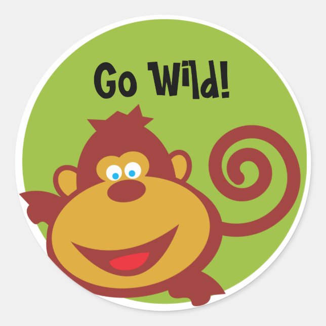 Adesivo Redondo Wild Thing - Sticker - Macaco (Frente)