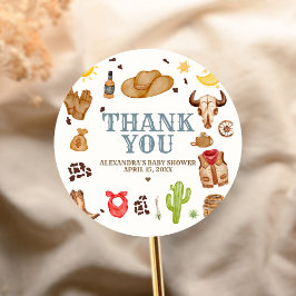 Adesivo Redondo Wild West Cowboy Rodeo Baby Shower