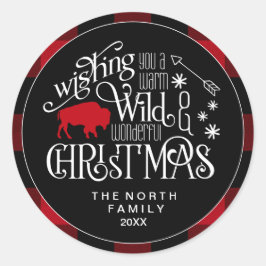 Adesivo Redondo Wild WonMaravilha Natal Red & Black Buffalo ID604