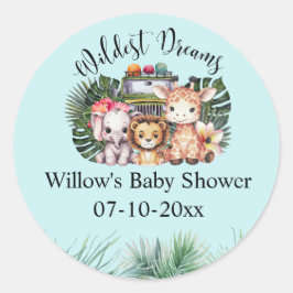 Adesivo Redondo Wildest Dreams Safari Adventure Baby Shower 