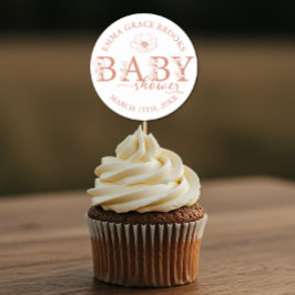 Adesivo Redondo Wildflower Baby Shower Editable
